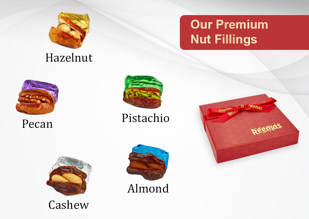 Reemas Nuts UK pistachio pecan hazelnut cashew almond nuts stuffed dates